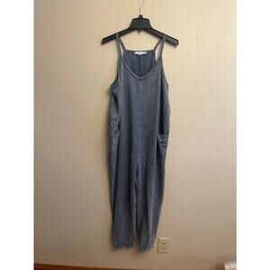 Sincerely Jules Blue Washed Jogger Jumpsuit Size L Sleeveless